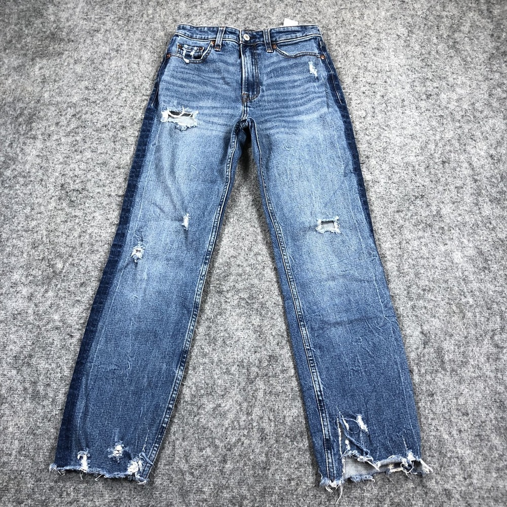Abercrombie Fitch Simone Jeans Womens 26 High Rise Straight Distressed Denim